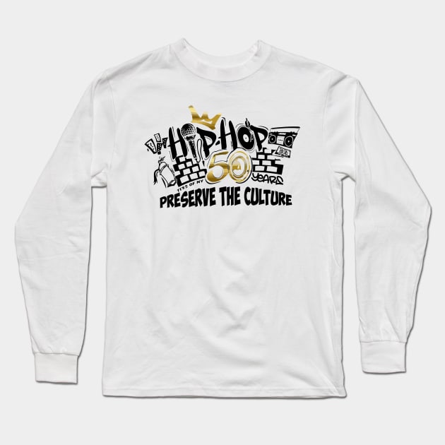 50 years of hip hop music lovers Long Sleeve T-Shirt by Ville Otila Abstract